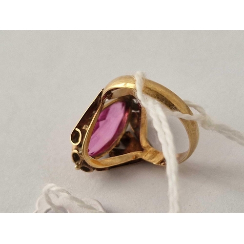 254 - A HIGH CARAT GOLD PINK TOURMALINE RING SIZE L 3.6 GMS