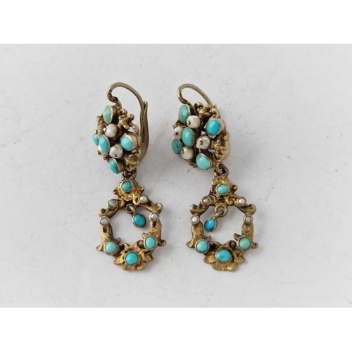 266 - Pair of lever back vintage drop earrings