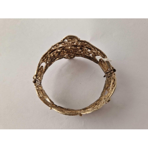 309 - A fancy filigree design wide hinged bangle