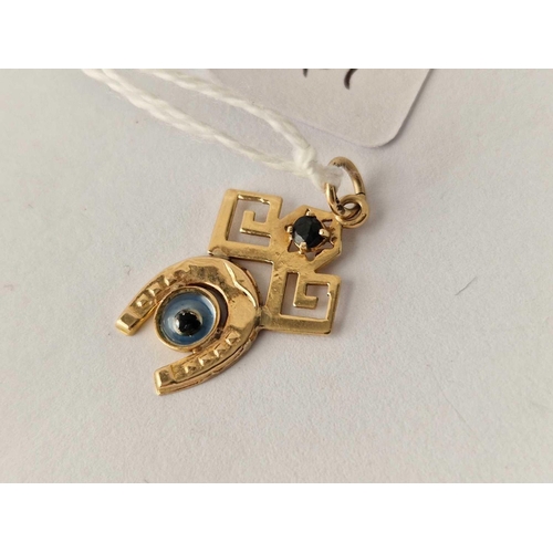 347 - A evil eye pendant 14ct gold 1.5 gms