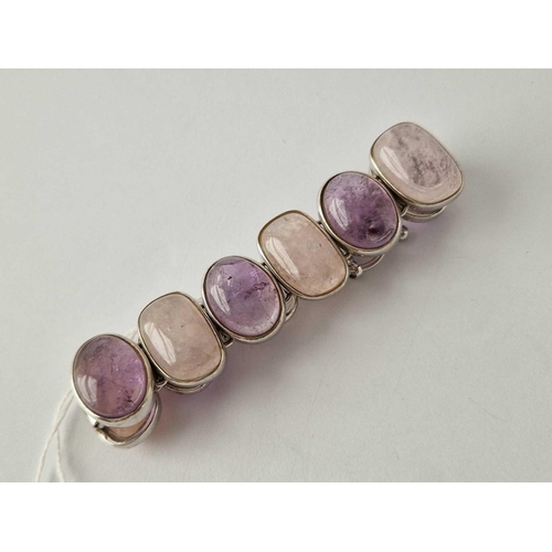 379 - Silver amethyst bracelet 38g