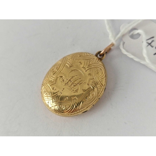 497 - A VICTORIAN LOCKET WITH SCOTTISH HALLMARK INSIDE, 15ct, 8.9 g