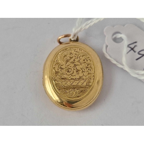 497 - A VICTORIAN LOCKET WITH SCOTTISH HALLMARK INSIDE, 15ct, 8.9 g