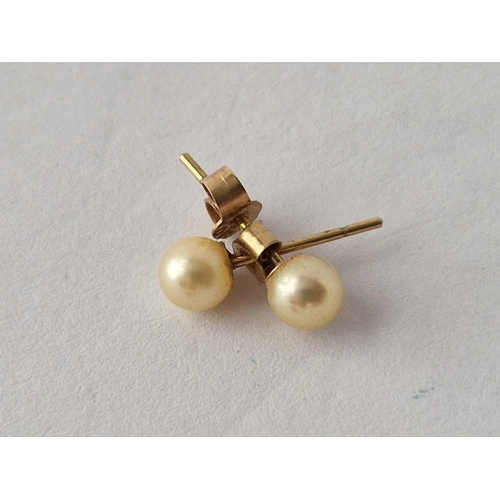 501 - Two pairs of pearl and purple ball ear studs 9ct