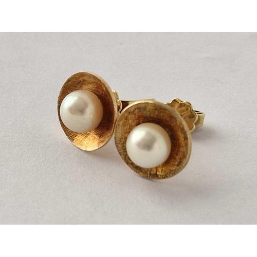 502 - A pair of pearl ear studs 14ct gold 3.6 gms