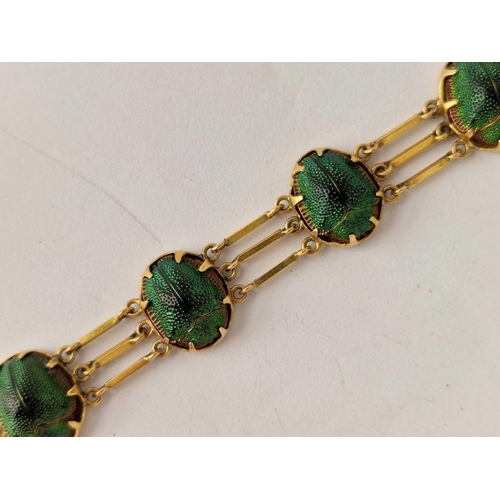 514 - Antique Victorian 15ct stamped scarab bracelet