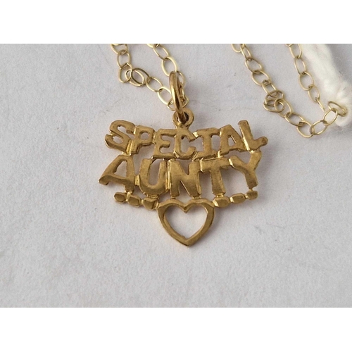 529 - An Special Auntie pendant on chain 9ct 15 inch