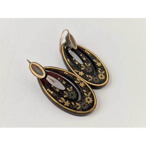 56 - A PAIR OF VICTORIAN PIQUE DROP EARRINGS