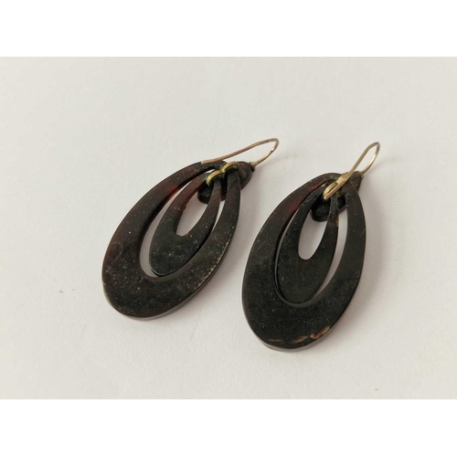 56 - A PAIR OF VICTORIAN PIQUE DROP EARRINGS