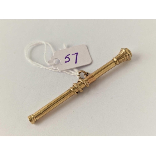 57 - A VICTORIAN NOVELTY GOLD PENCIL DECORATED WITH COILED SNAKE