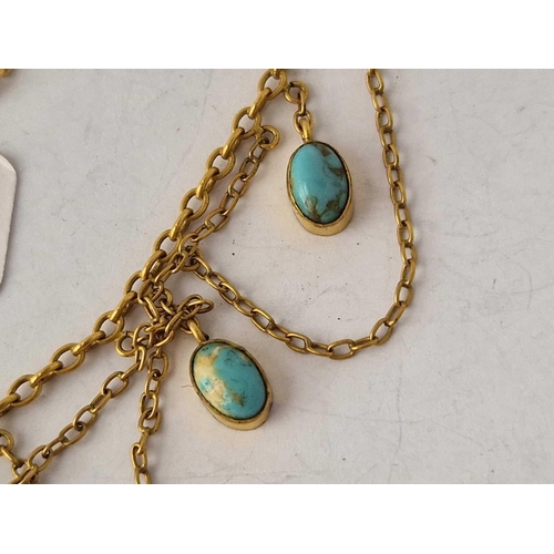 583 - A gilt metal turquoise set necklace