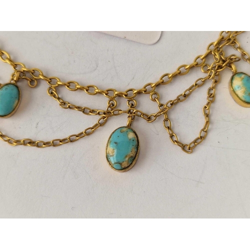 583 - A gilt metal turquoise set necklace