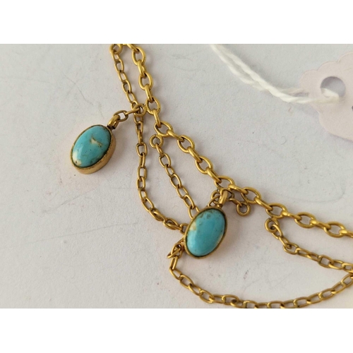 583 - A gilt metal turquoise set necklace