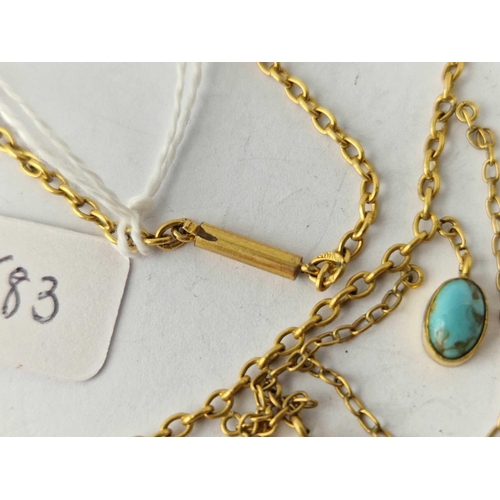 583 - A gilt metal turquoise set necklace