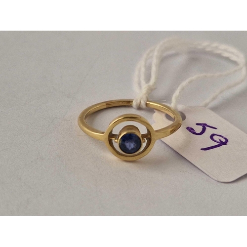 59 - A Edwardian sapphire ring 18ct gold tested size K  1.7 gms