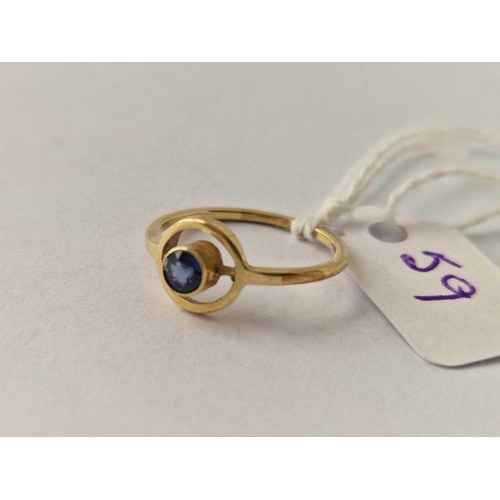 59 - A Edwardian sapphire ring 18ct gold tested size K  1.7 gms