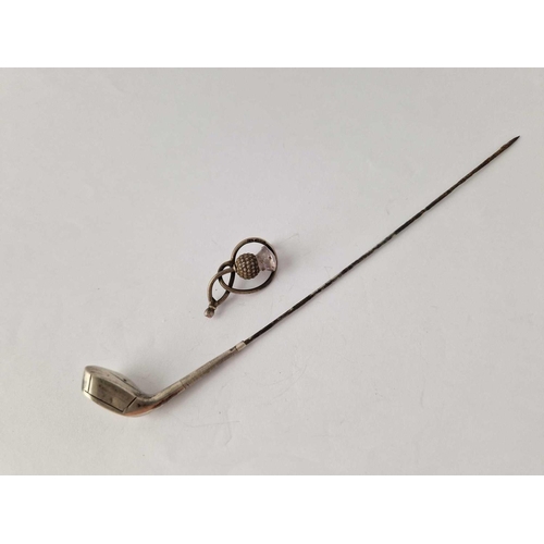 594 - A golf club hat pin and brooch A/F