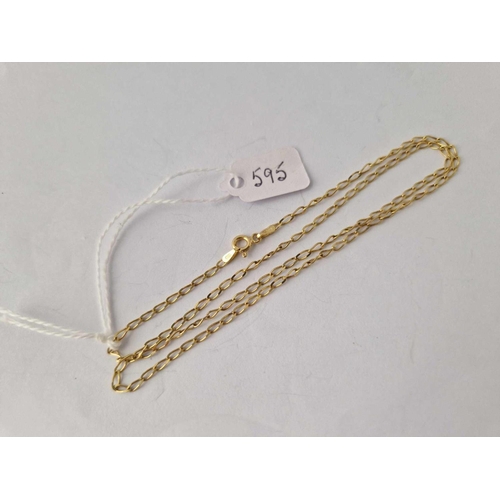 595 - A flat link neck chain, 9ct, 17 inch 2.3 g.