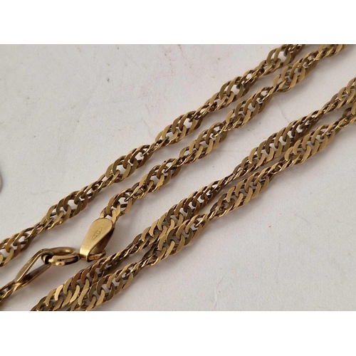 602 - A long twist link neck chain, 9ct, 18 inch