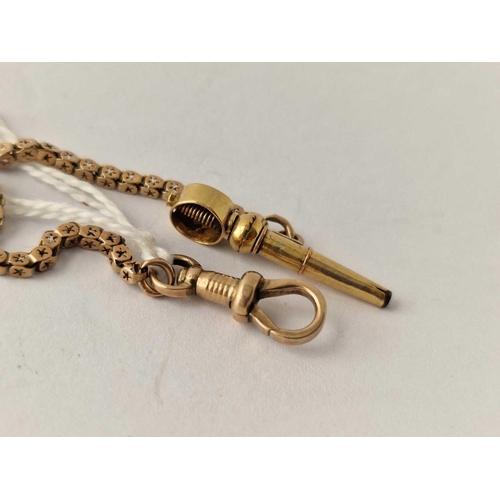 603 - A watch key on gold chain with dog clip, 4.4 g