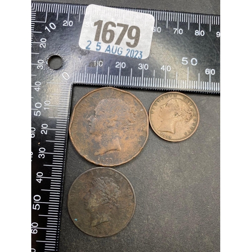 1679 - 1853 FARTHING +2 OLD COINS