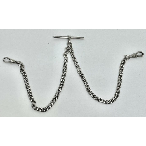 176 - Antique Sterling Silver Double Albert Watch Chain