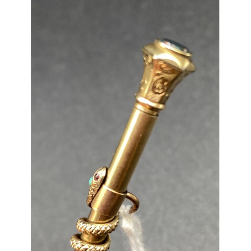 57 - A VICTORIAN NOVELTY GOLD PENCIL DECORATED WITH COILED SNAKE