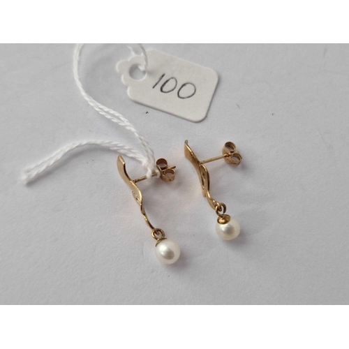 100 - A Pair Of Pearl Drop Earrings 9Ct