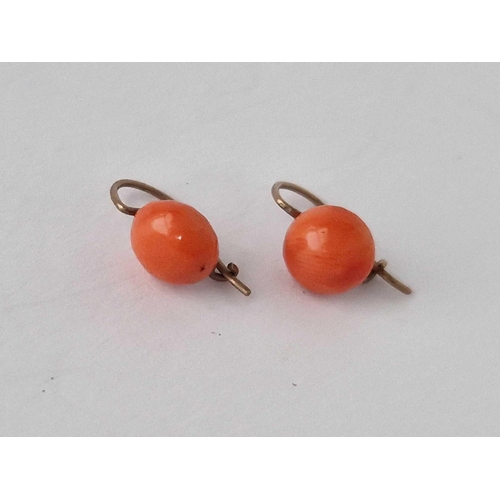 119 - A Pair Of Victorian Gold And Coral Earrings