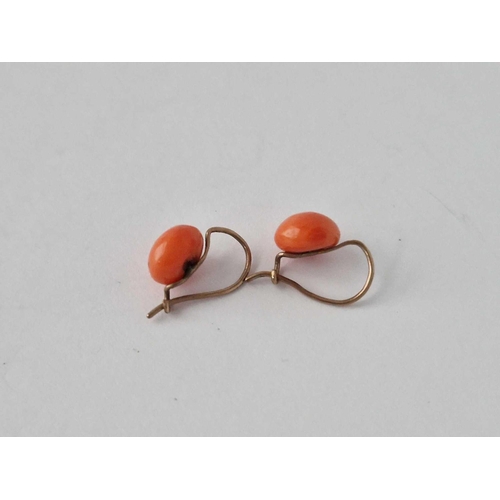 119 - A Pair Of Victorian Gold And Coral Earrings