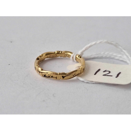 121 - George Ii Memorial Gold Ring Inscribed On The Inside, Nath Beard Obit.
24.Dec 1730 At 59. Worn Ename... 