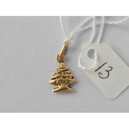 13 - A Gold Christmas Tree Charm Pendant