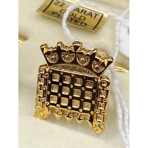 137 - A Pair Of House Of Commons Gold Plated Boxed Cufflinks