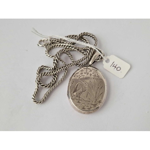 140 - A Silver Locket On Silver Curb Neck Chain Dated 1880