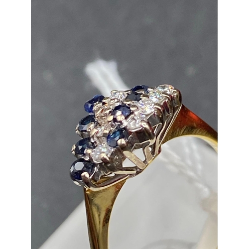 144 - A Four Row Edwardian Sapphire Diamond Ring 18Vct Gold Size M 2.2 Gms