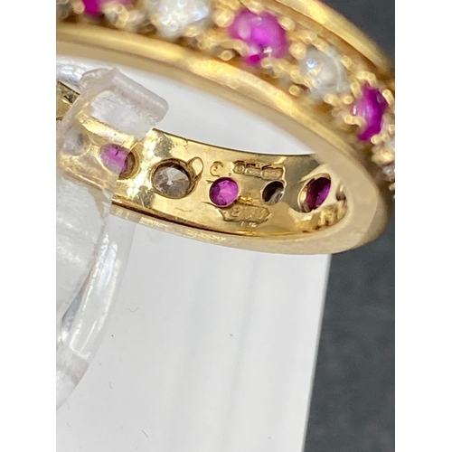 145 - A Fine Ruby And Diamond Edwardian Eternity Ring 9Ct Size L 3.4 Gms