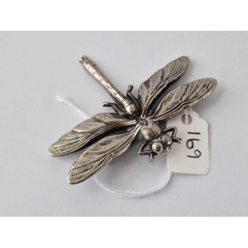 169 - A White Metal Dragon Fly Brooch 5 Cm