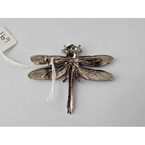 169 - A White Metal Dragon Fly Brooch 5 Cm