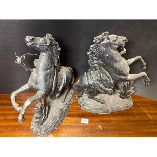 1718 - A pair of SPELTER Marley Horse 15 inches high