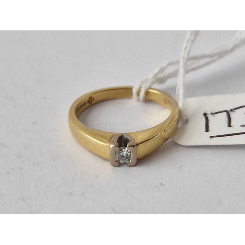 173 - A Solitaire Diamond Ring 18Ct Gold Size M 3.9 Gms