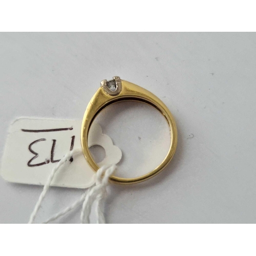 173 - A Solitaire Diamond Ring 18Ct Gold Size M 3.9 Gms