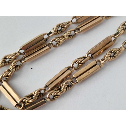 18 - A Fancy Double Albert Chain 9Ct 15 Inch 19 Gms