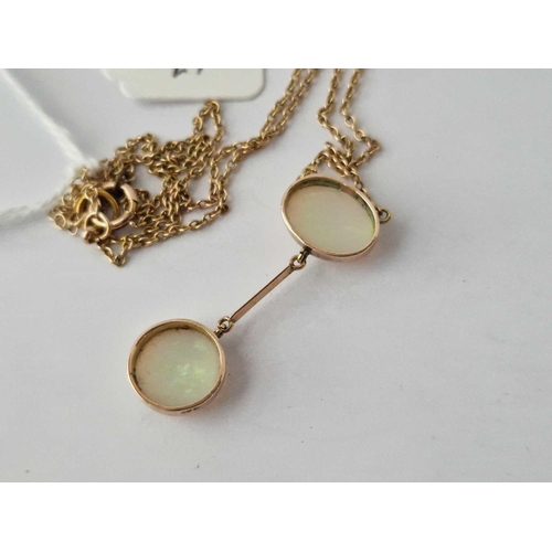 2 - A Two Stone Opal Pendant Necklace 9Ct 16 Inch