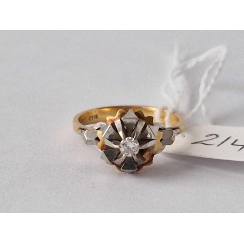 214 - A Diamond Ring 18Ct Gold Size M 4.4 Gms