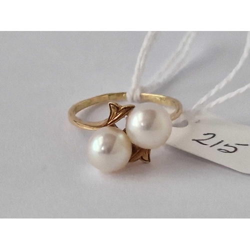 215 - A Pearl Ring 14Ct Gold Size P 2.8 Gms