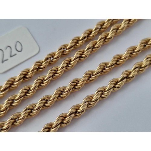 220 - A Rope Twist Neck Chain 9Ct 23 Inch 11 Gms