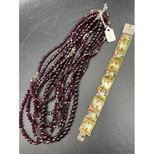 223 - A Quantity Of Garnet Bead Necklaces And Mop Bracelet