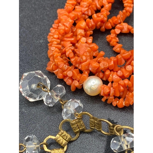 227 - A Edwardian Paste Necklace And Coral Example