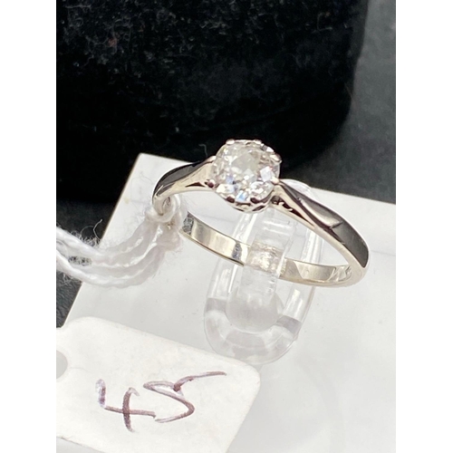 45 - A Good White Gold Solitaire Diamond Ring 18Ct Gold .50 Carat Diamond Size P 2.8 Gms