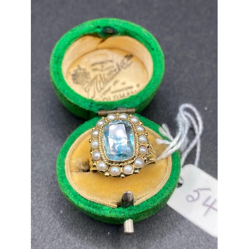 54 - A Georgian High Carat Gold Foil Backed Gem Ring Set With Pearls 5 Gms In Georgian Ring Box